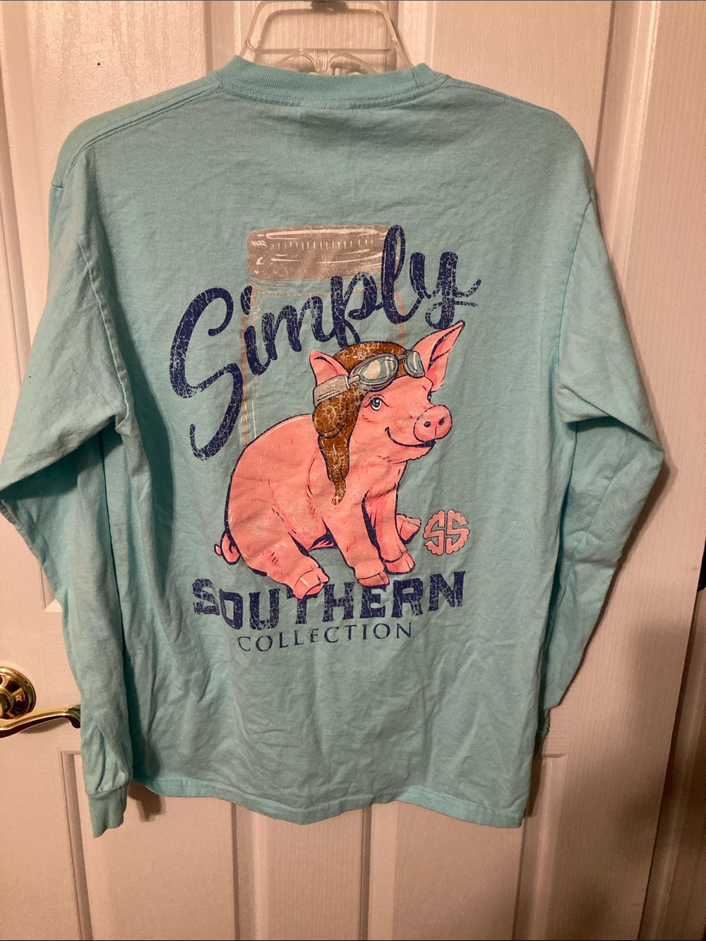 50% off bundled, Simply Southern Aqua Long-Sleeve Shirt, Pink Pig Pilot Graphic